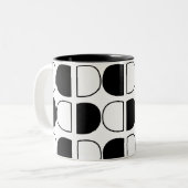 Geometric Black and White Half Circle ツートーンマグカップ (正面左)
