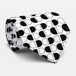 Geometric Black and White Half Circle ネクタイ