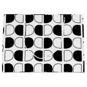 Geometric Black and White Half Circle ラージペーパーバッグ (正面)