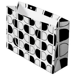 Geometric Black and White Half Circle ラージペーパーバッグ
