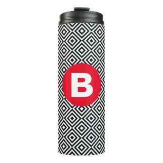Geometric Black and White Pattern Red Monogram タンブラー