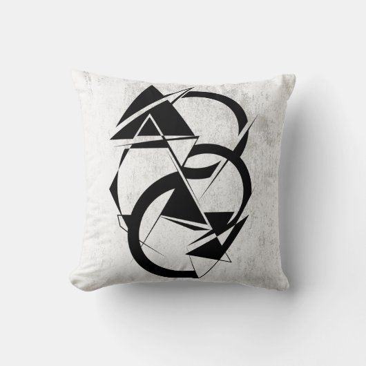 Geometric Black and White Throw Pillow クッション (正面)