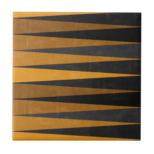 Geometric Black Yellow タイル (正面)