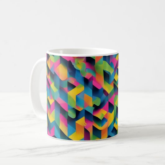 Geometric Bliss - 3Dテクスチャードマグ コーヒーマグカップ (正面左)