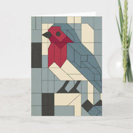 Geometric Block Robin Christmas Card シーズンカード