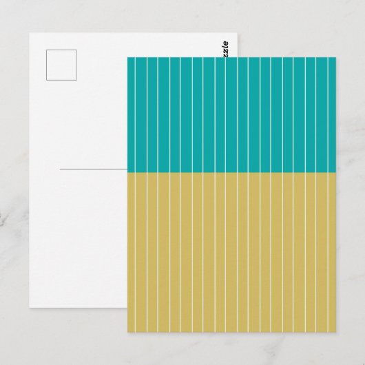 Geometric Blocks and Lines Yellow Blue ポストカード (正面/裏面)