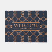 Geometric Blue社名、ようこそ ドアマット (正面)