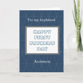 Geometric Blue私のボーイフレンドのための最初の父の日 カード (正面)