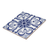 Geometric Blue and White Lisbon Tile Art Coaster タイル (側面)