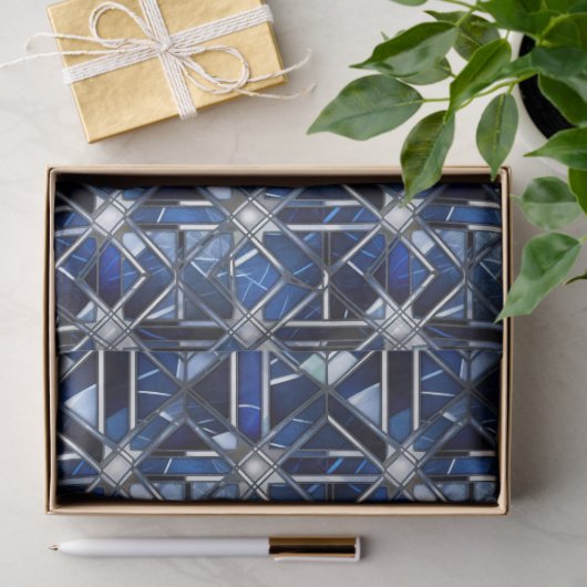 Geometric Blue Art Deco 薄葉紙 (ギフト)