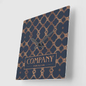 Geometric Blue Company Name スクエア壁時計 (傾斜)