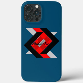Geometric blue grey red black personalized simply iPhone 13 pro maxケース