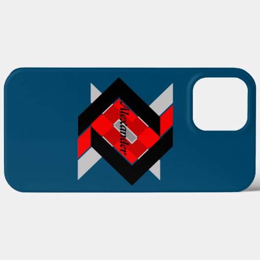Geometric blue grey red black personalized simply Case-Mate iPhoneケース (裏面 (横))