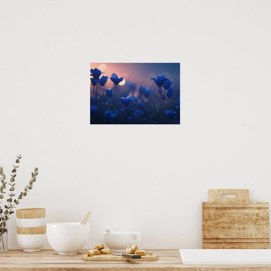 Geometric Blue Mountains at Sunset ポスター (キッチン)