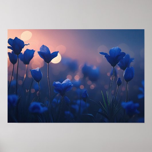 Geometric Blue Mountains at Sunset ポスター (正面)