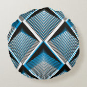 Geometric blue stripy overlay seamless pattern, br ラウンドクッション (裏面)