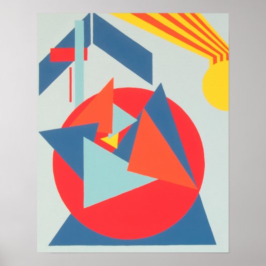 Geometric Bold Yellow Sunburst Art Print ポスター (正面)