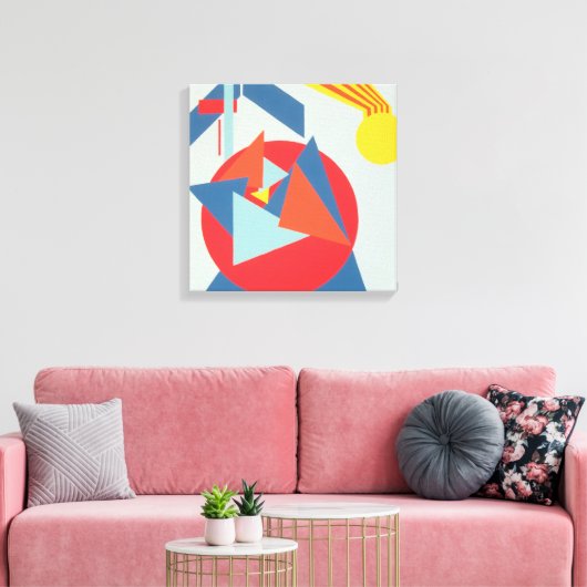 Geometric Bold Yellow Sunburst Canvas Print キャンバスプリント (インサイチュ (リビング))