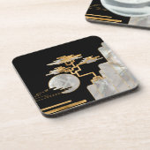 Geometric Bonsai and Moon – 真珠の母 コースター (左側)