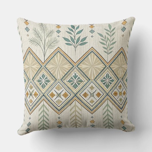 Geometric Botanical Folk Art Seamless Pattern クッション (裏面)