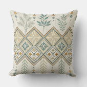 Geometric Botanical Folk Art Seamless Pattern クッション (正面)
