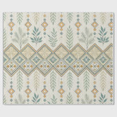 Geometric Botanical Folk Art Seamless Pattern ラッピングペーパー (フラット)