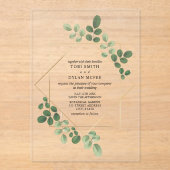 Geometric Botanical Greenery Wedding アクリル招待状 (正面)