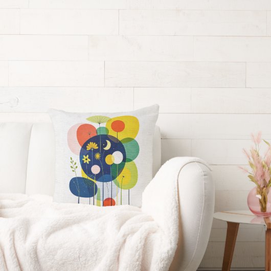 Geometric Botanical Moon Star Abstract Folk Art クッション (ソファ)