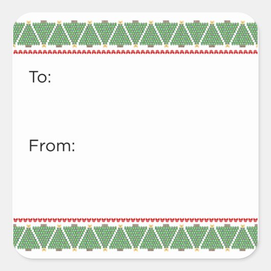 Geometric Bow Christmas Tree Sticker スクエアシール (正面)