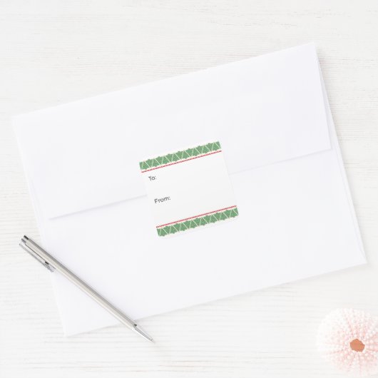 Geometric Bow Christmas Tree Sticker スクエアシール (封筒)