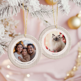 Geometric Brown and White Scandinavian 2 Photos セラミックオーナメント