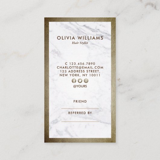 Geometric BrownShers Marble Hair Refer Vertical（ジオ 名刺 (裏面)