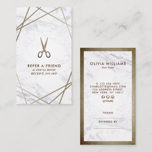 Geometric BrownShers Marble Hair Refer Vertical（ジオ 名刺 (正面/裏面)