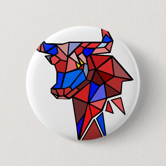 Geometric Bull Icon 缶バッジ (正面)