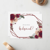 Geometric Burgundy Bridesmaid Proposal Noteカード ノートカード (正面/裏面インサイチュ)