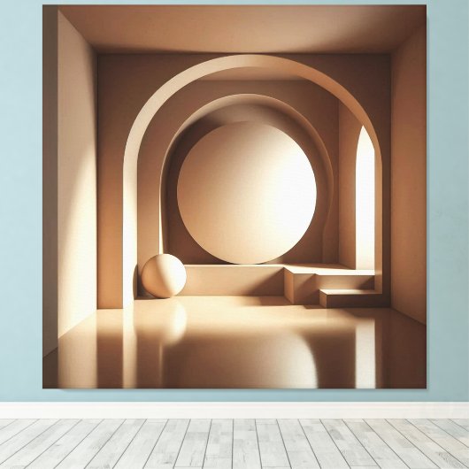 Geometric Calm – Minimalist Architecture キャンバスプリント (インサイチュ (ウッドフロア))