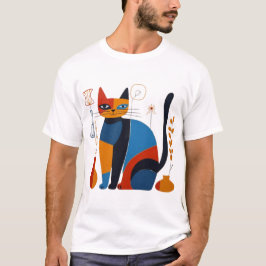 Geometric Cat T-Shirt – Stylish Artistic Design fo Tシャツ