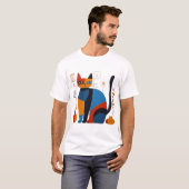 Geometric Cat T-Shirt – Stylish Artistic Design fo Tシャツ (正面フル)