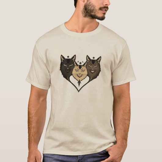 Geometric Cat Trio Tシャツ (正面)