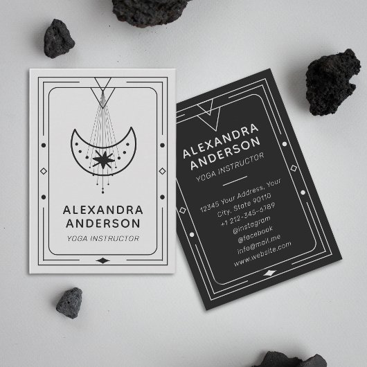Geometric Celestial Crescent Moon Yoga Instructor  名刺
