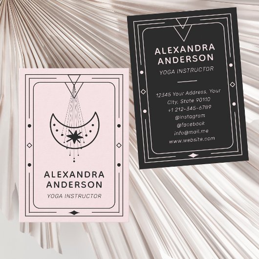 Geometric Celestial Crescent Moon Yoga Instructor  名刺