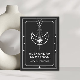 Geometric Celestial Crescent Moon Yoga Instructor  名刺