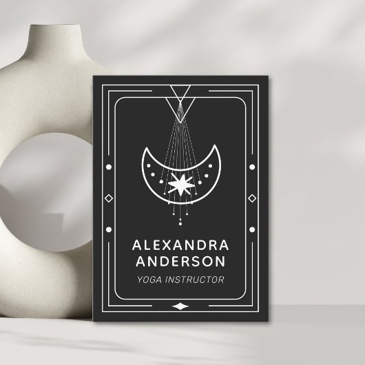 Geometric Celestial Crescent Moon Yoga Instructor  名刺