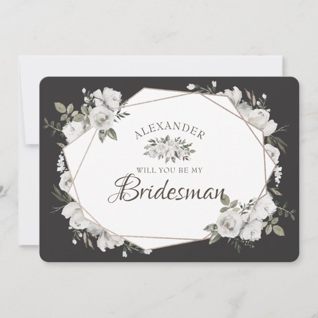 Geometric Cherish Be My Bridesman Proposal Card (正面)