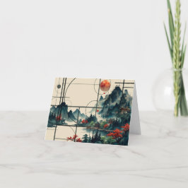 Geometric Chinese Watercolor Card シーズンカード