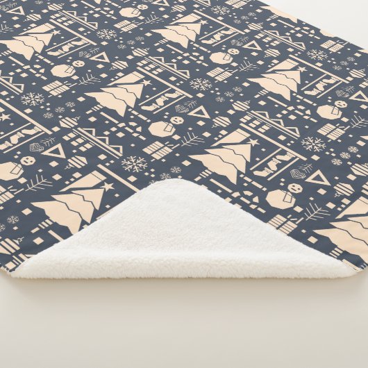 Geometric Christmas Pattern - Modern Design シェルパブランケット (3/4)