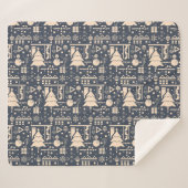 Geometric Christmas Pattern - Modern Design シェルパブランケット (正面(横))