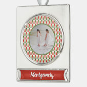 Geometric Christmas Tree Grove シルバープレートバナーオーナメント (左)