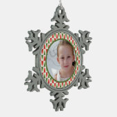 Geometric Christmas Tree Grove スノーフレークピューターオーナメント (左)