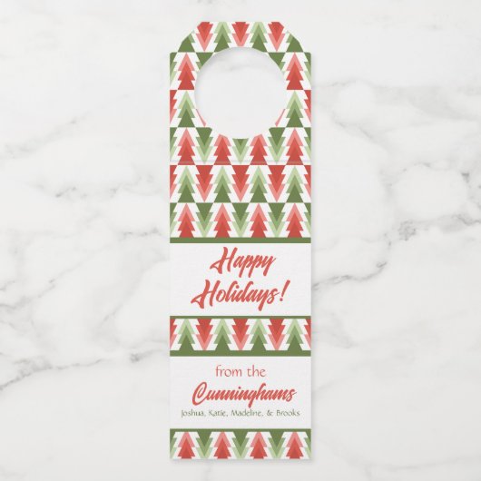 Geometric Christmas Tree Grove ボトルネックタグ (正面)